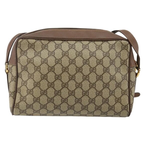 GUCCI GG Supreme Web Sherry Line Shoulder Bag PVC Beige Gold Red Auth bs29489 - Picture 3 of 16